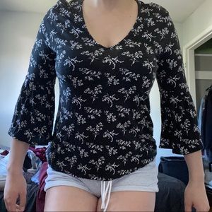 Black and white with flowers top